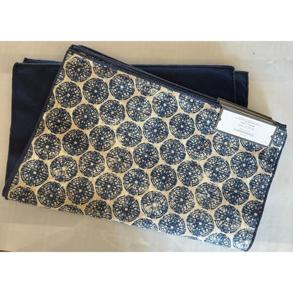 6‎ pack Threshold Cotton/Linen Blend Medallion Print Blue/Tan Placemats NWT - Picture 1 of 3
